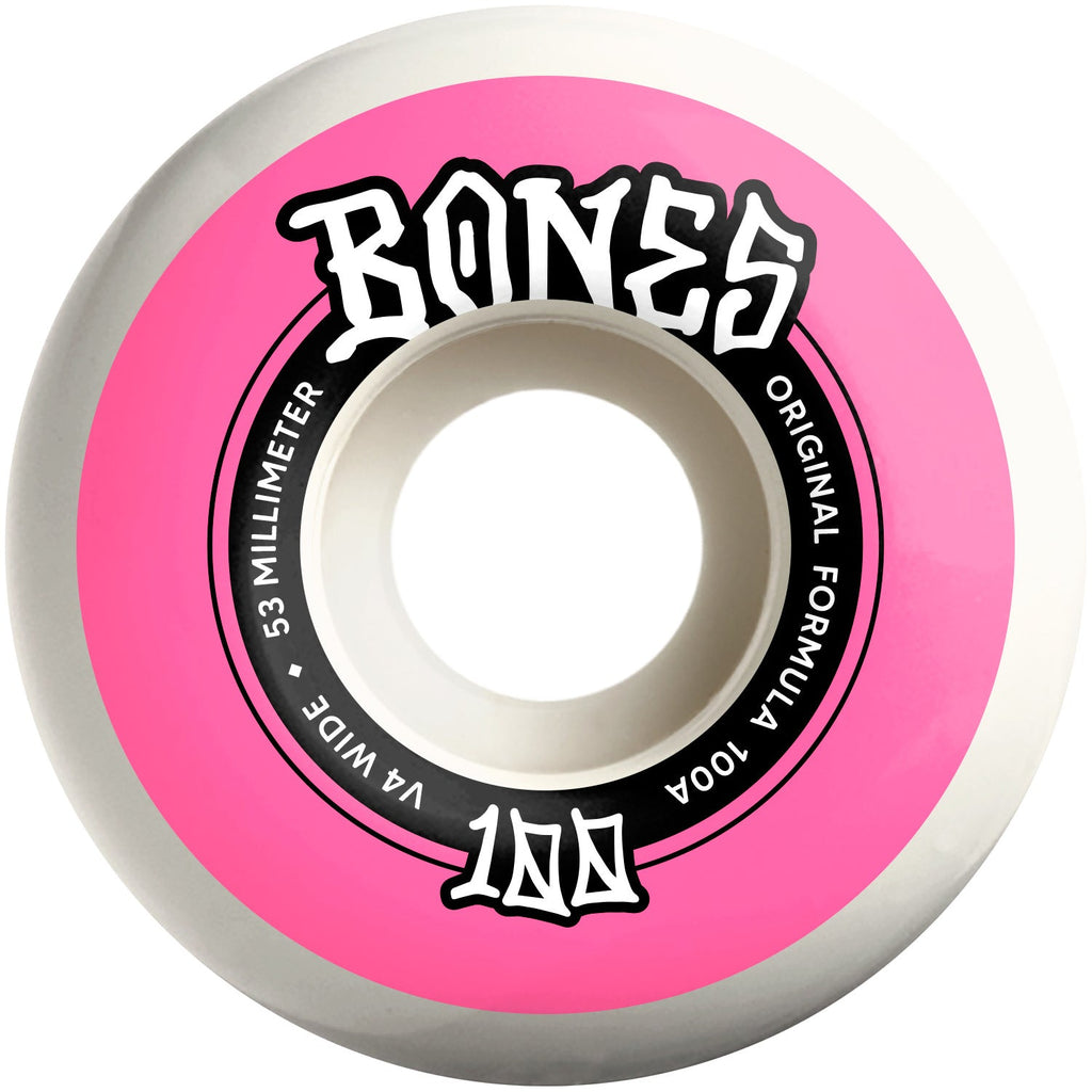 Bones Skateboard Wheels 53mm Original V4 Wide 100A White