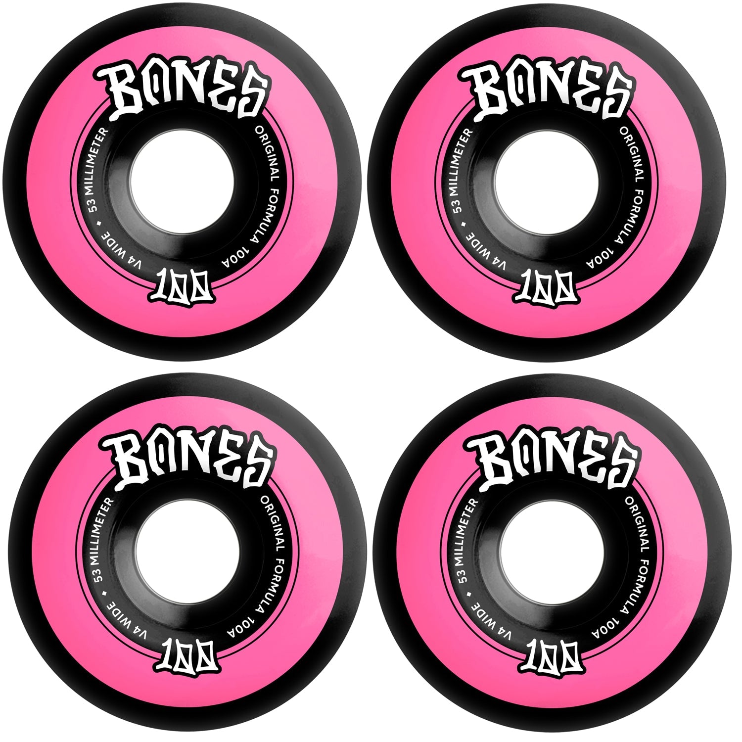 Bones Skateboard Wheels 53mm Original V4 Wide 100A Black