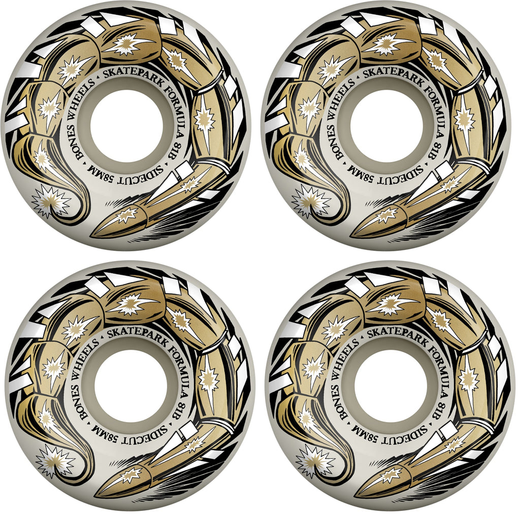 Bones Skateboard Wheels 58mm SPF Scorpeedo P5 Sidecut 81B (101A) White