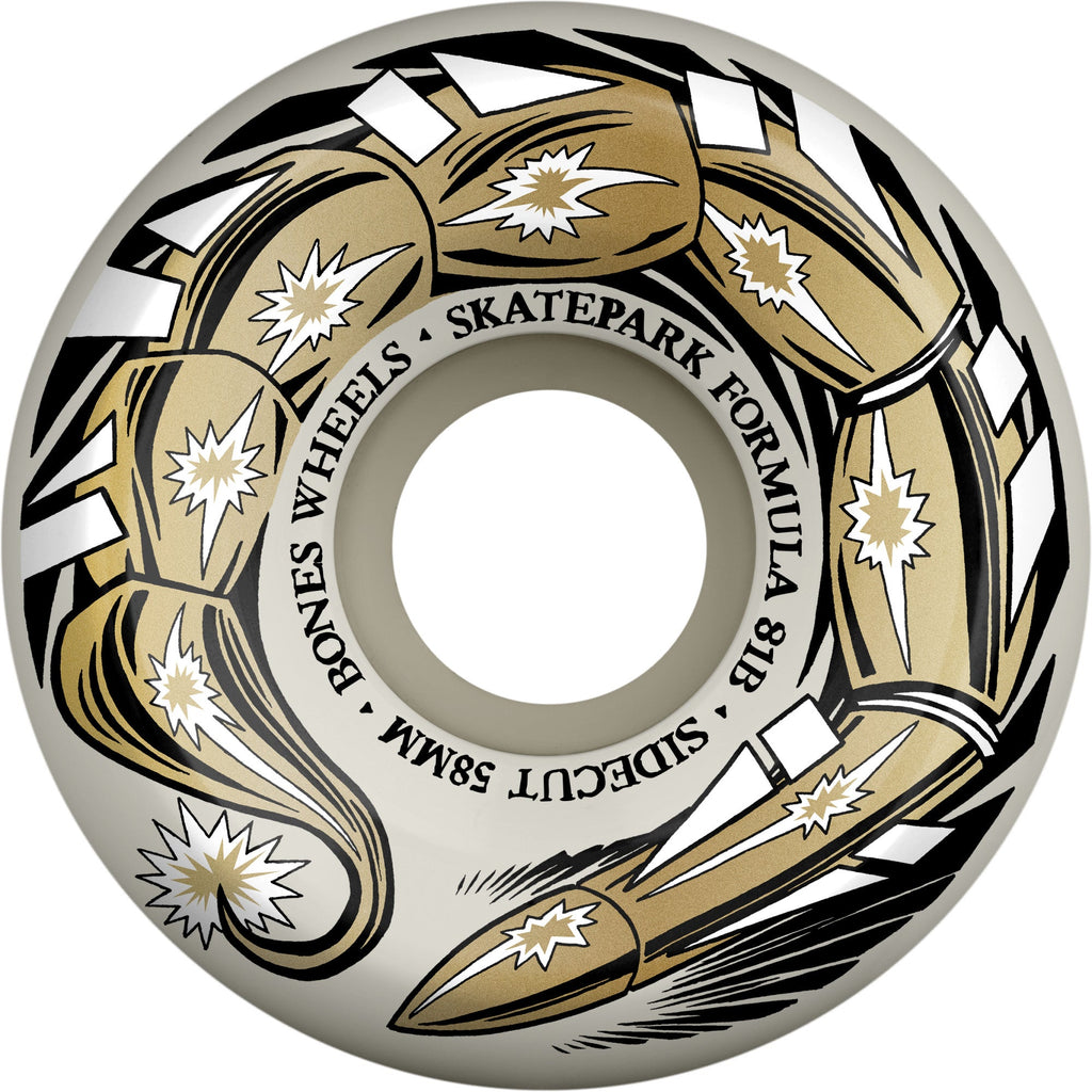 Bones Skateboard Wheels 58mm SPF Scorpeedo P5 Sidecut 81B (101A) White