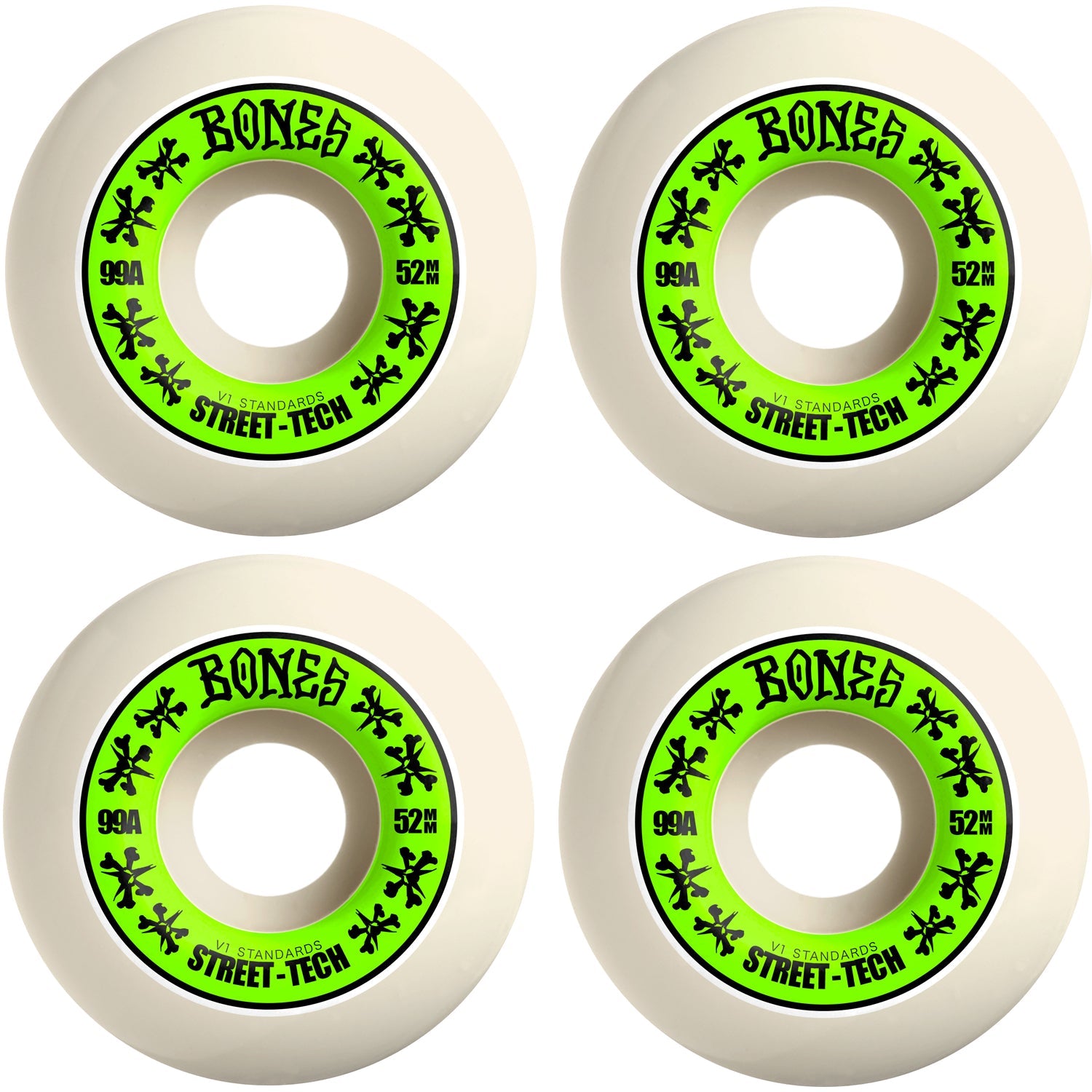 Bones Skateboard Wheels 52mm STF V1 Standard 99A White