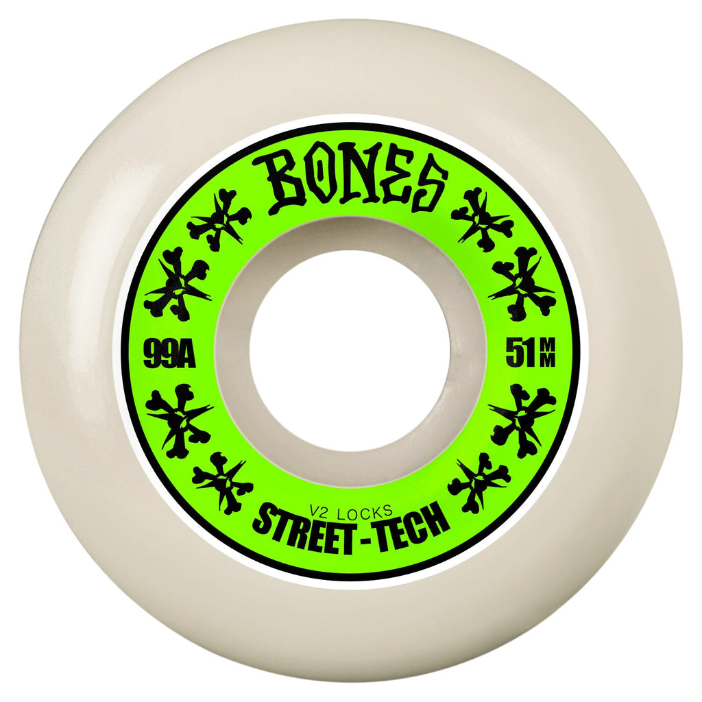 Bones Skateboard Wheels 51mm STF V2 Locks 99A White