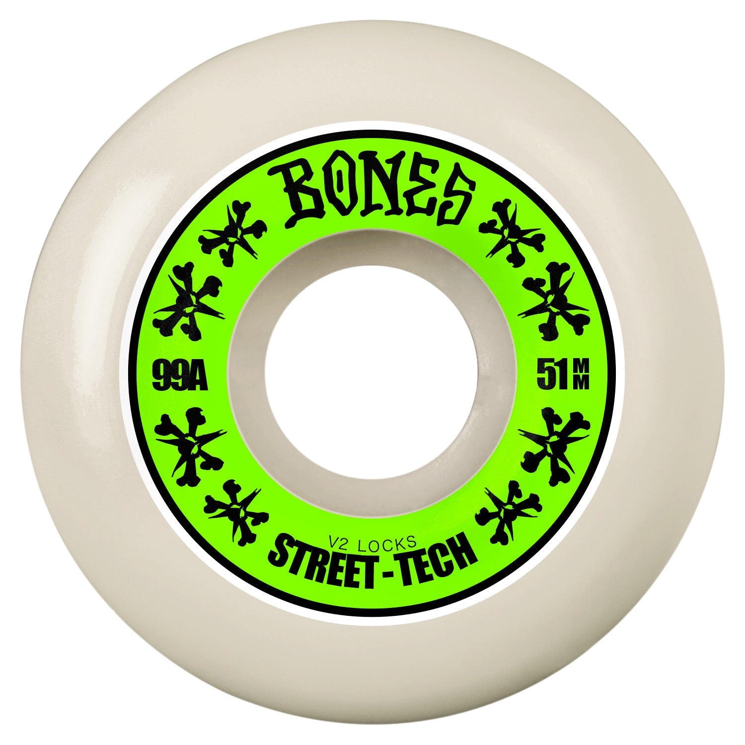 Bones Skateboard Wheels 51mm STF V2 Locks 99A White