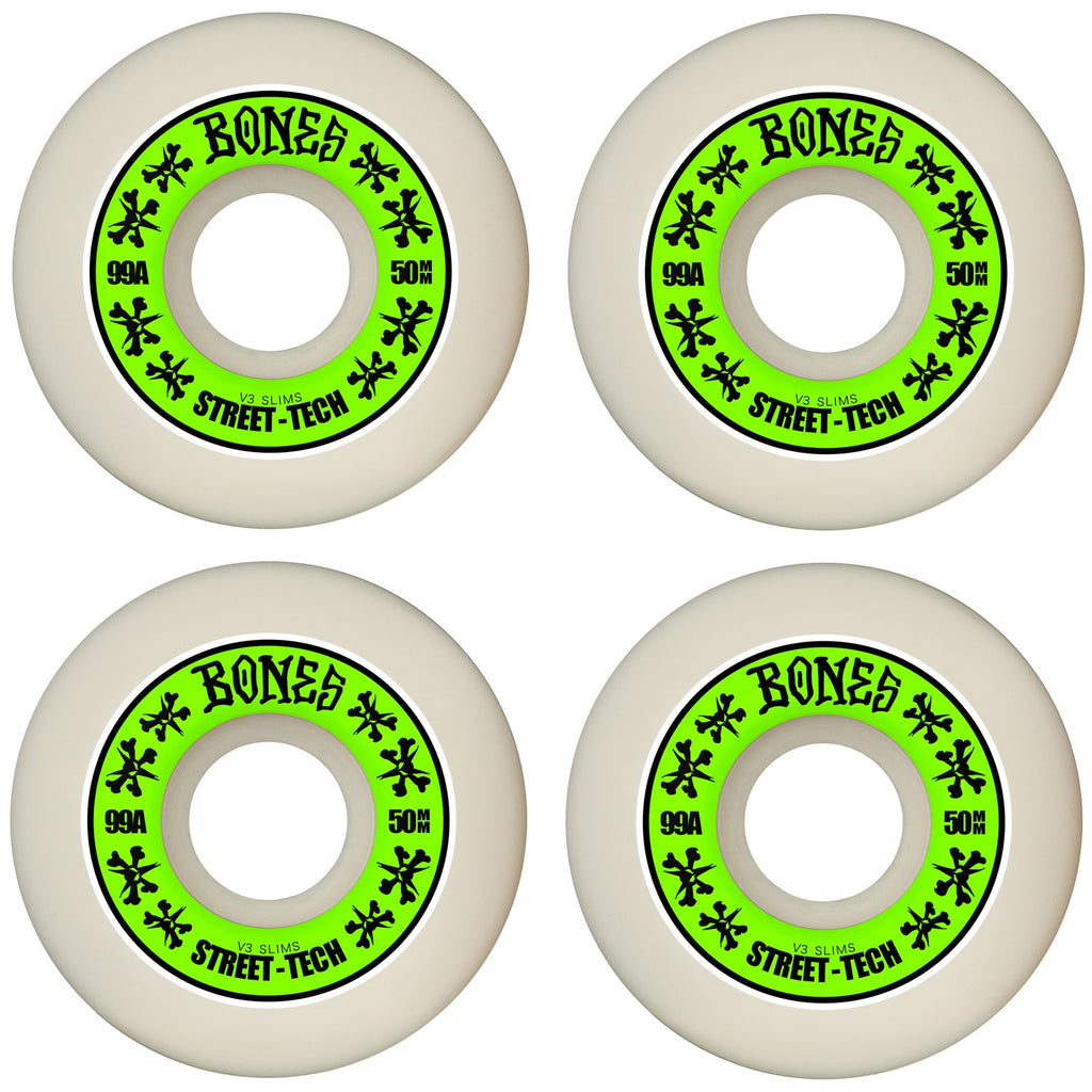 Bones Skateboard Wheels 50mm STF V3 Slims 99A White