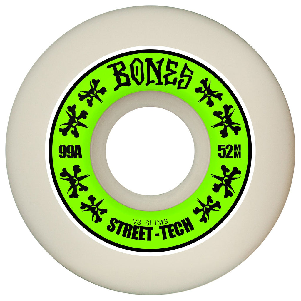 Bones Skateboard Wheels 52mm STF V3 Slims 99A White