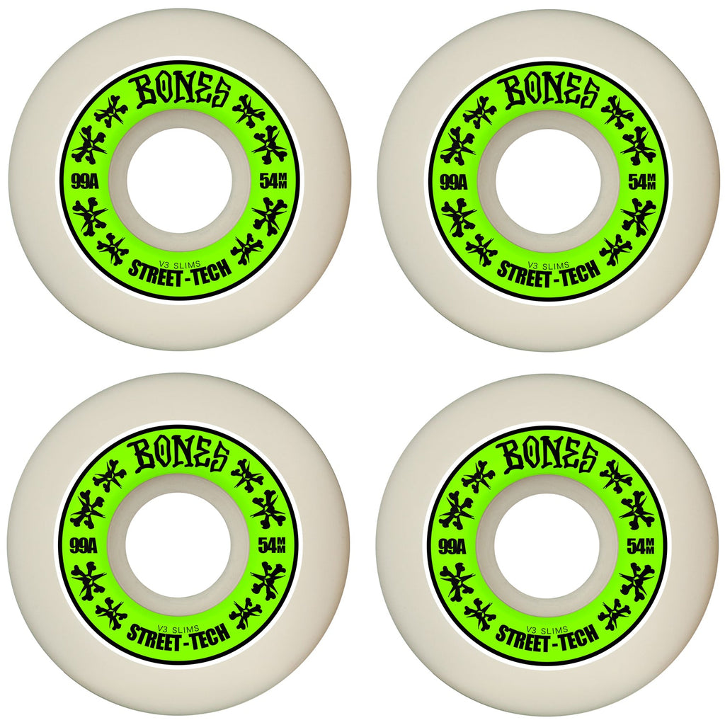 Bones Skateboard Wheels 54mm STF V3 Slims 99A White