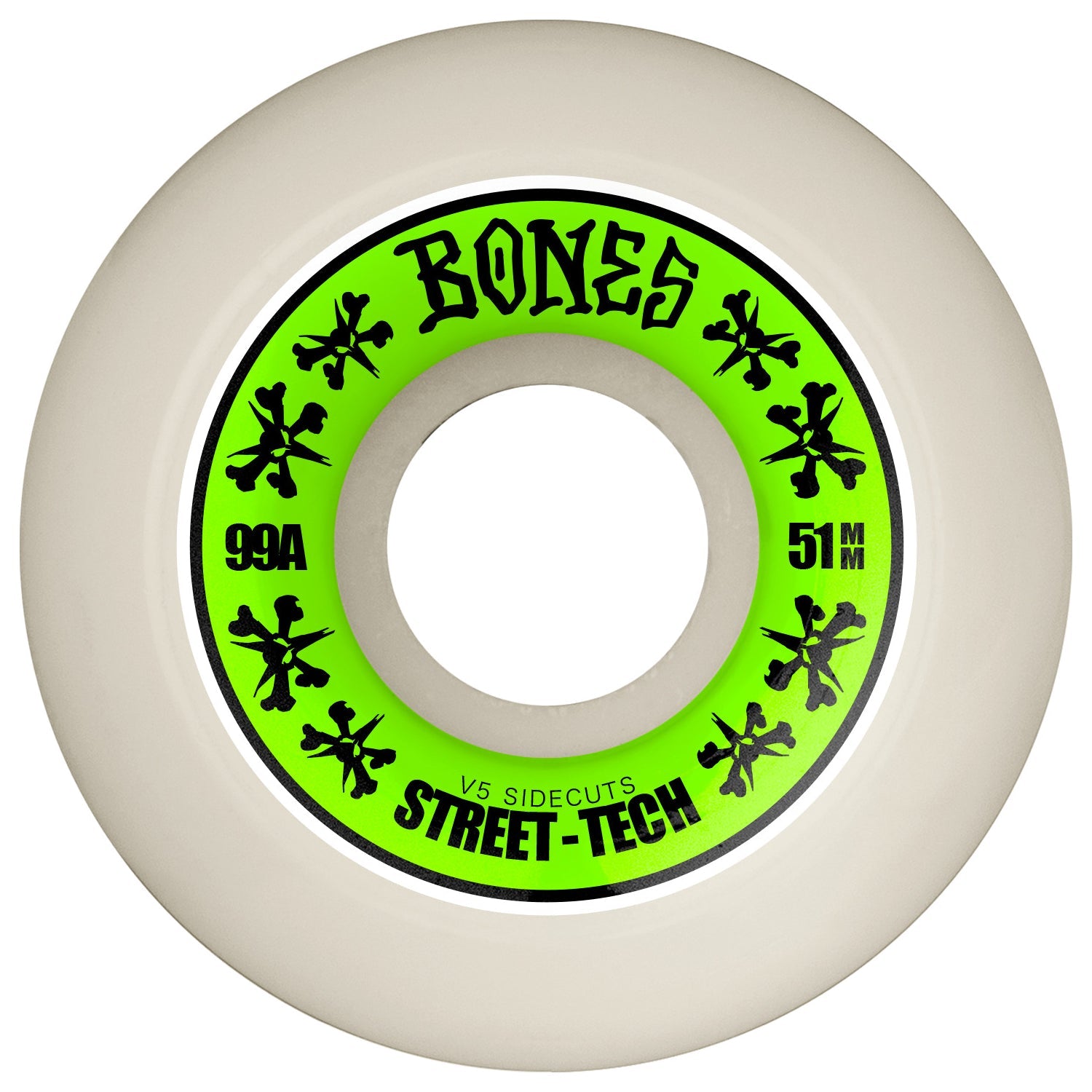Bones Skateboard Wheels 51mm STF V5 Sidecuts 99A White