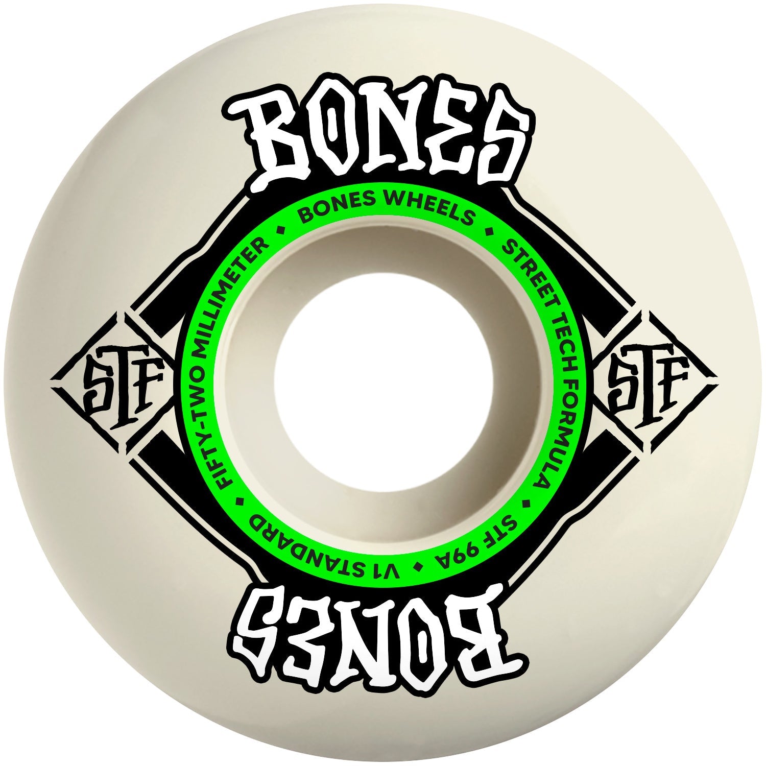 Bones Skateboard Wheels 52mm STF V1 Standard 99A White
