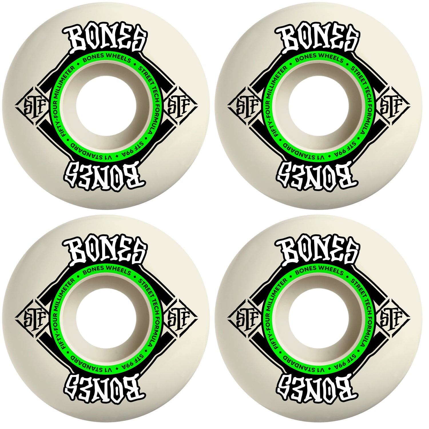 Bones Skateboard Wheels 54mm STF V1 Standard 99A White