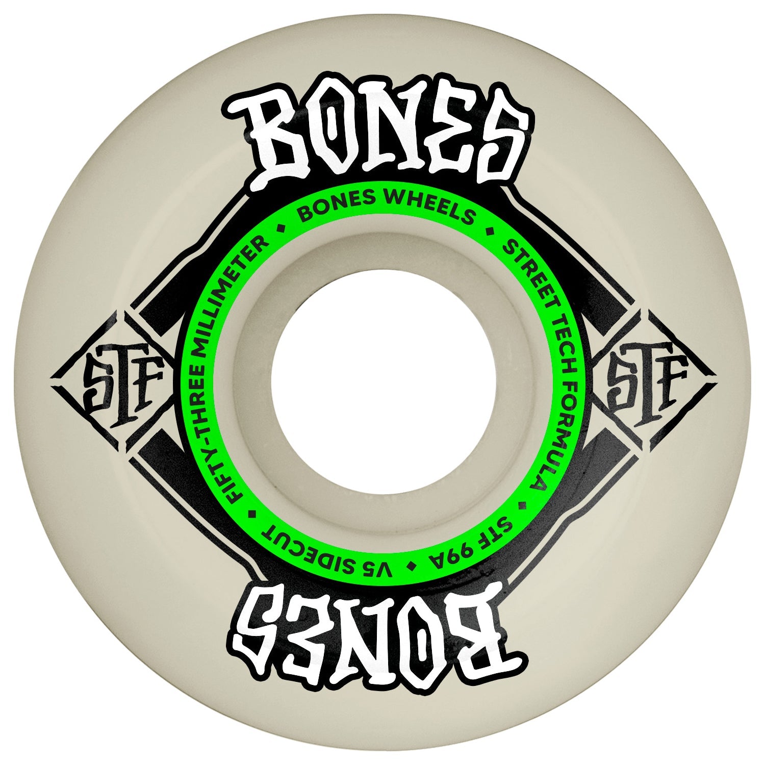 Bones Skateboard Wheels 53mm STF V5 Sidecut 99A White