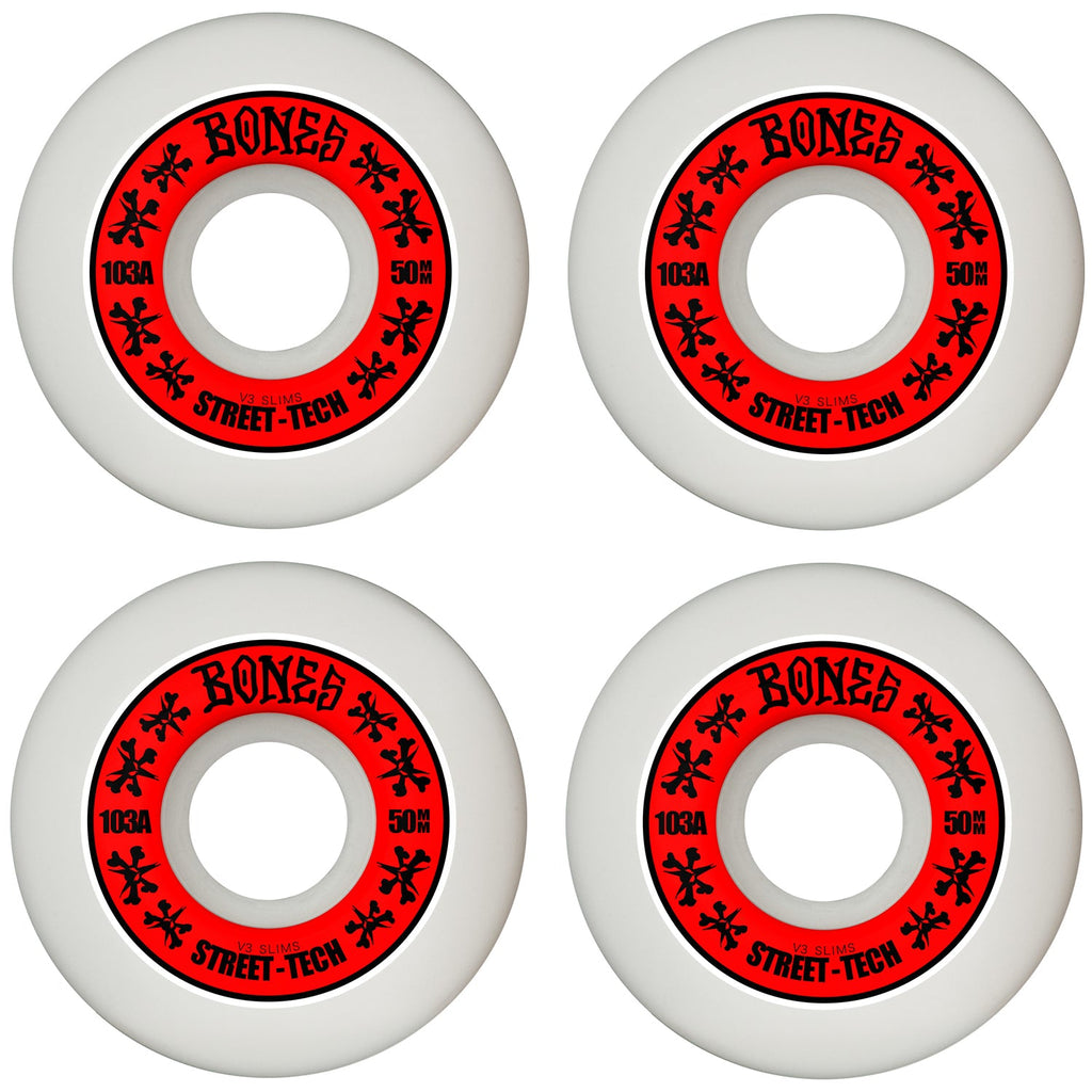 Bones Skateboard Wheels 50mm STF V3 Slims 103A White