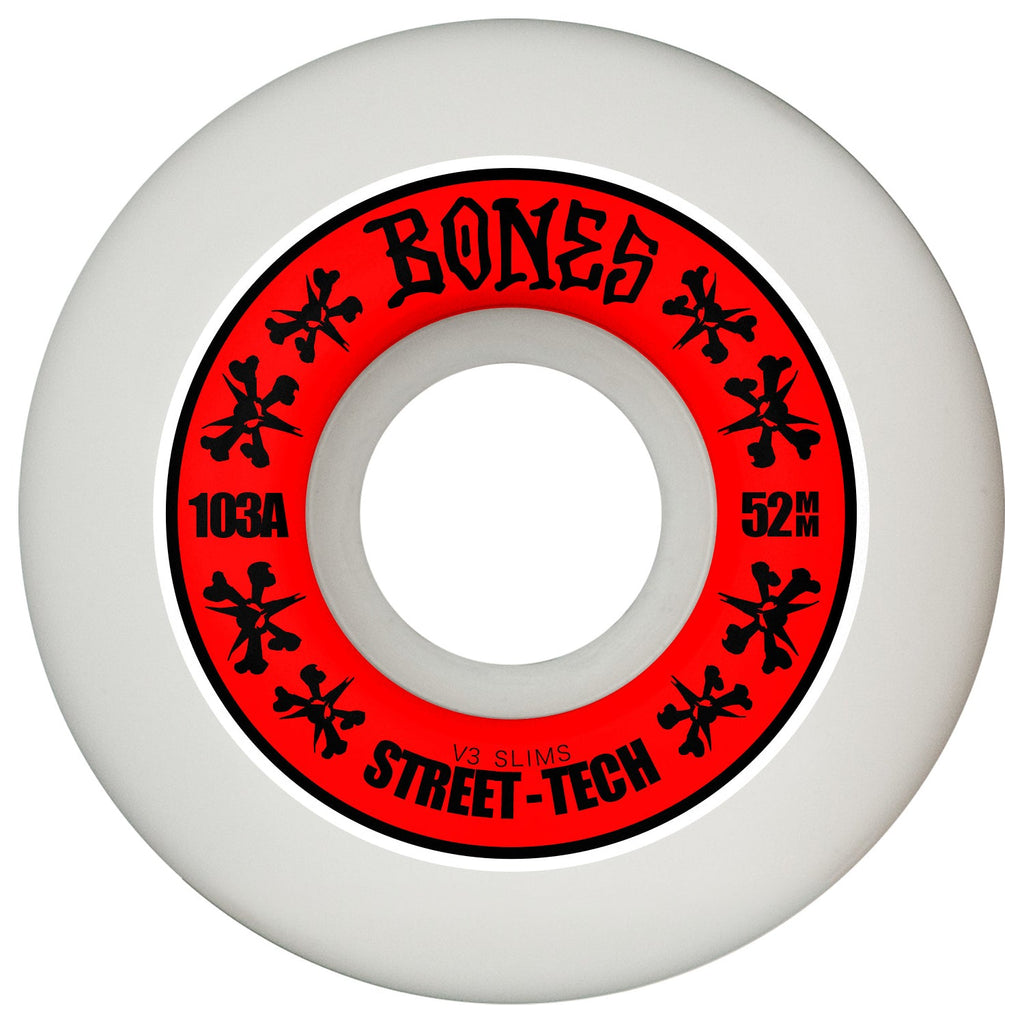 Bones Skateboard Wheels 52mm STF V3 Slims 103A White