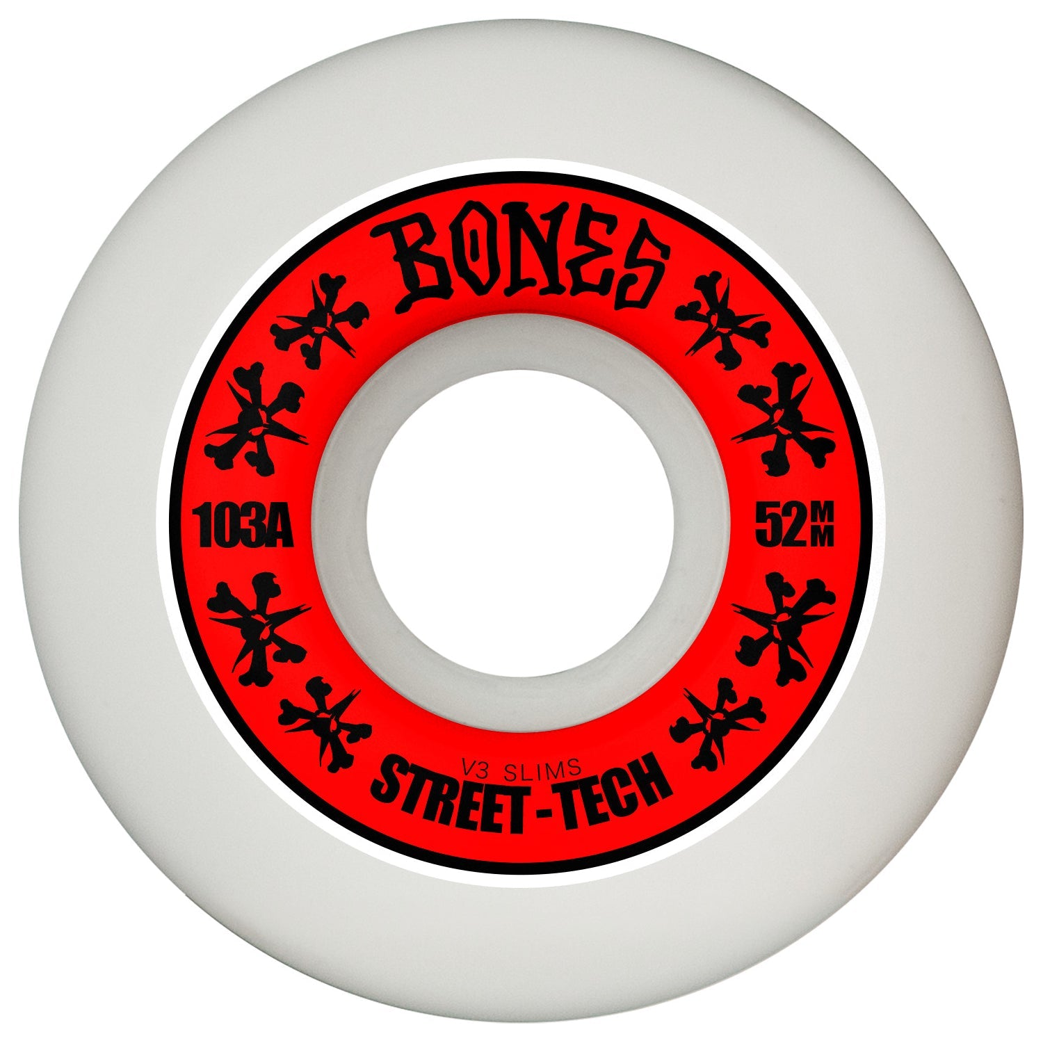 Bones Skateboard Wheels 52mm STF V3 Slims 103A White
