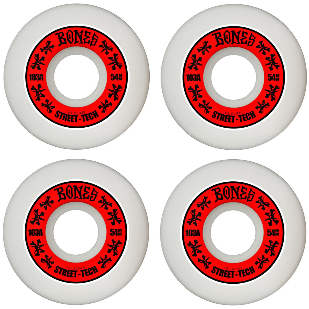 Bones Skateboard Wheels 54mm STF V3 Slims 103A White