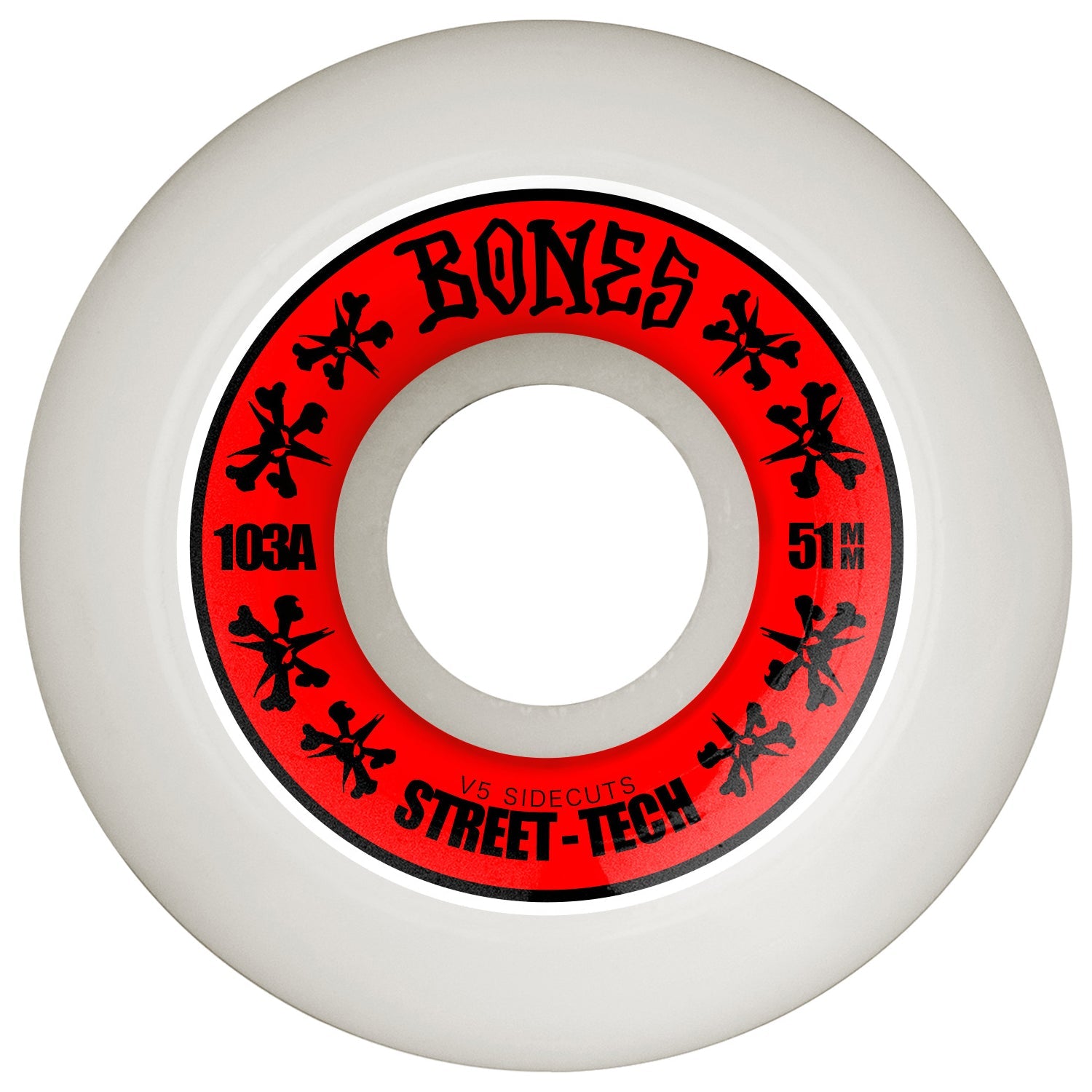 Bones Skateboard Wheels 51mm STF V5 Sidecuts 103A White