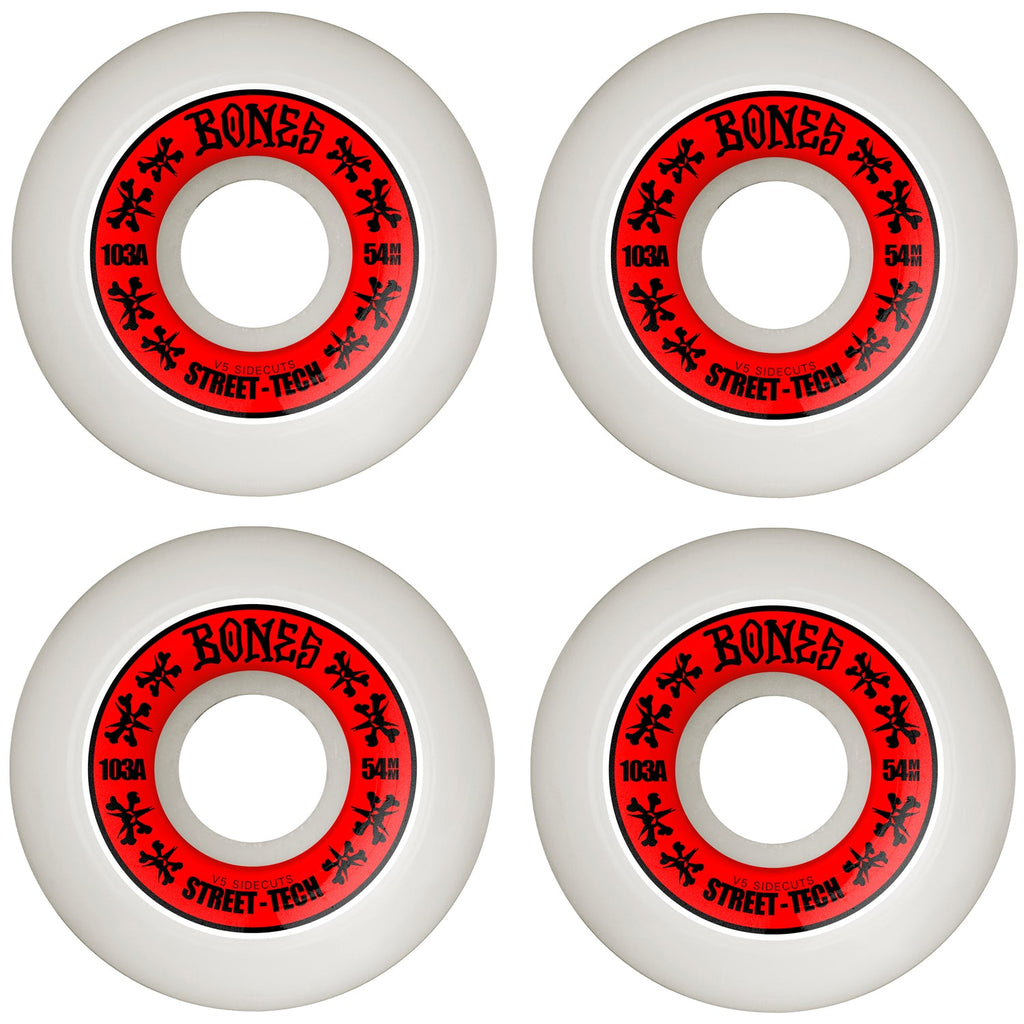 Bones Skateboard Wheels 54mm STF V5 Sidecuts 103A White