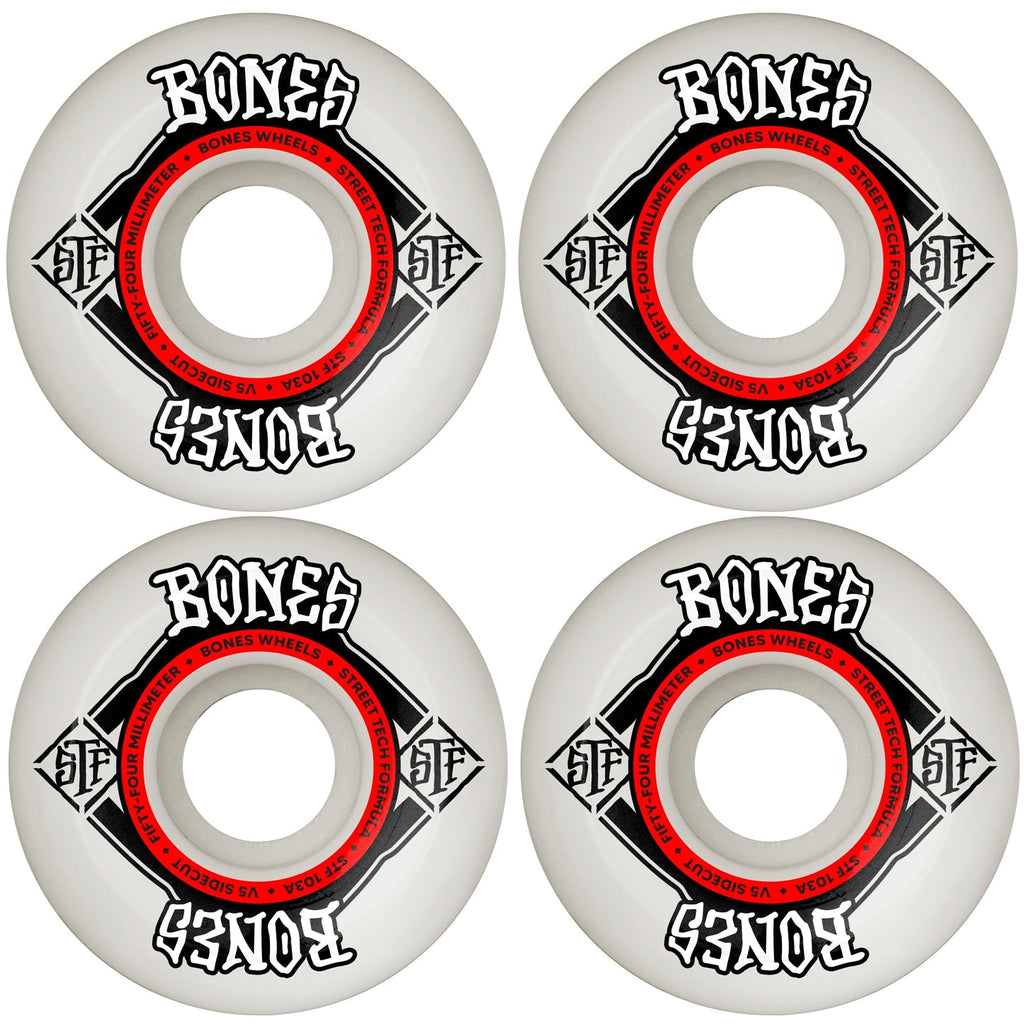Bones Skateboard Wheels 54mm STF V5 Sidecut 103A White