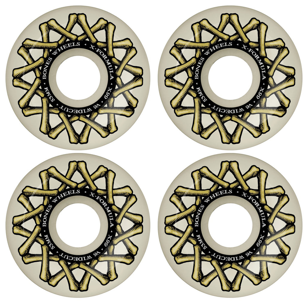 Bones Skateboard Wheels 53mm X-Formula Widecut V6 99A White