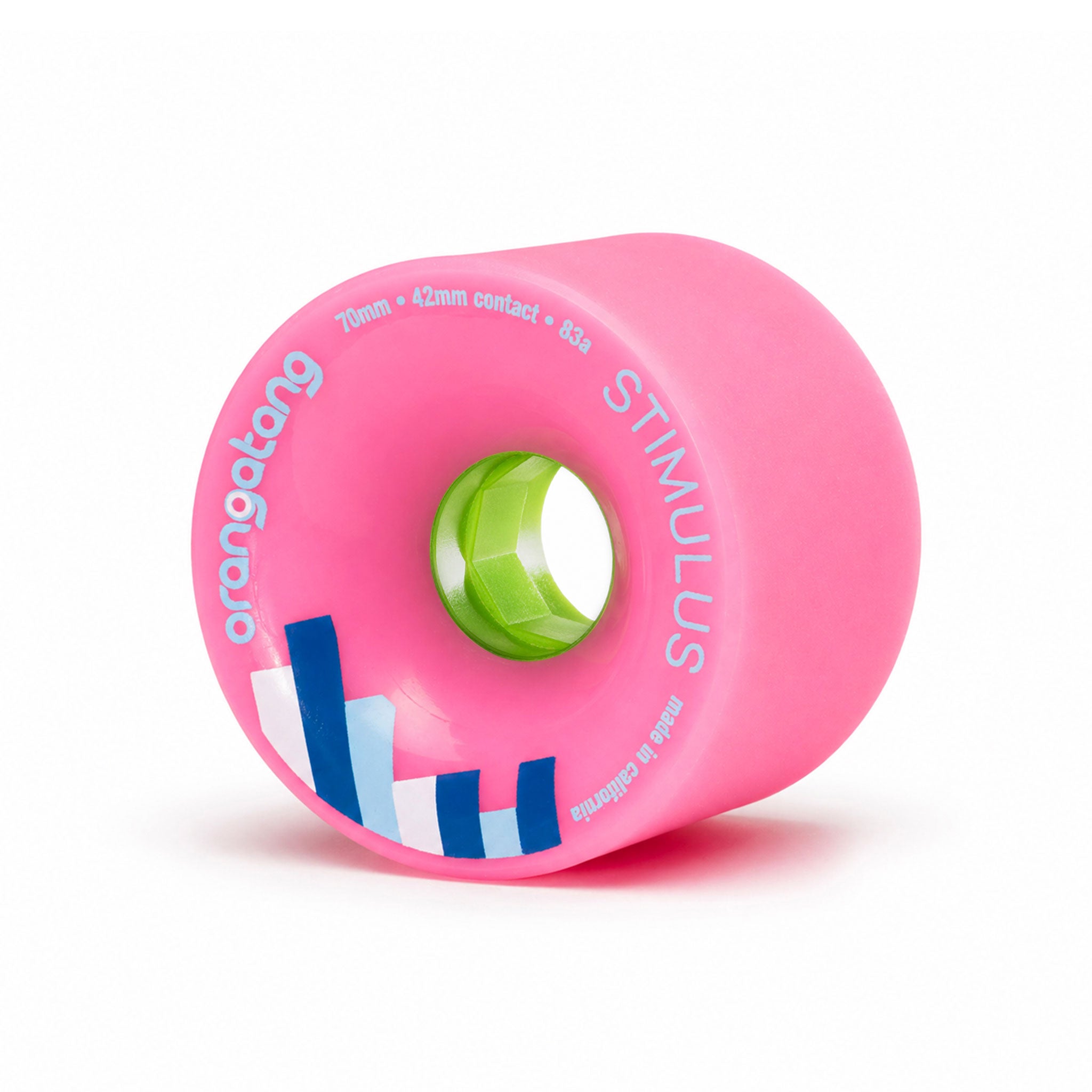 Orangatang Longboard Wheels Stimulus Pink 70mm 83A with Loaded Jehu V2 Bearings