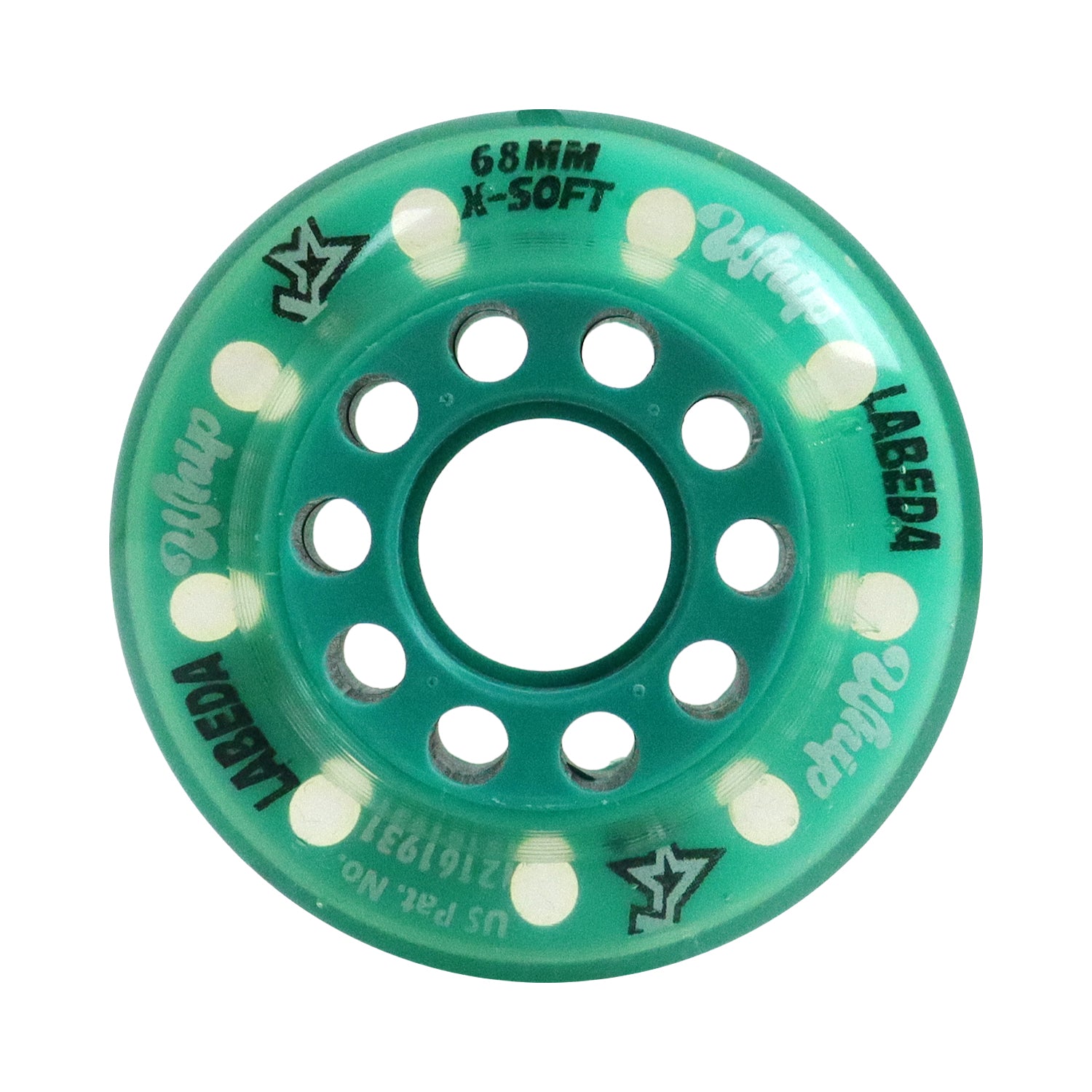 Labeda Whips Roller Hockey Wheels - Teal X-Soft 68mm - 8-Pack with Evo Spacers