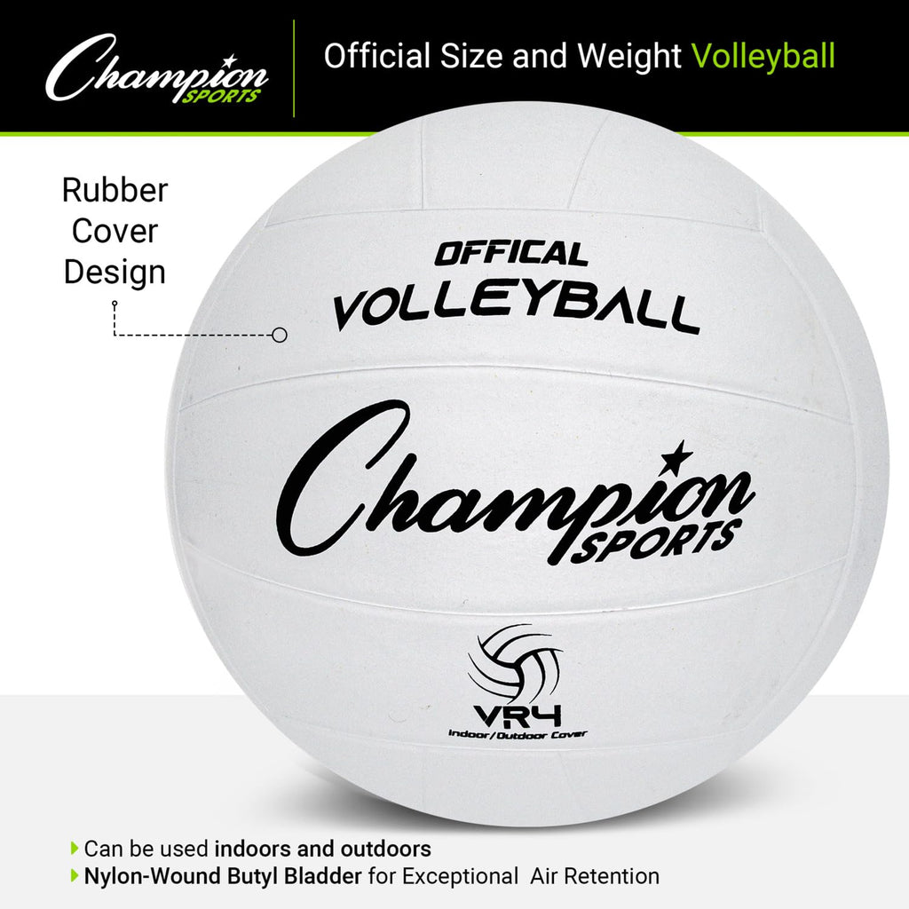Champion Sports RubberVolleyballs – Durable OfficialSize Balls for Game & PracticeUse, Indoor/Outdoor Play