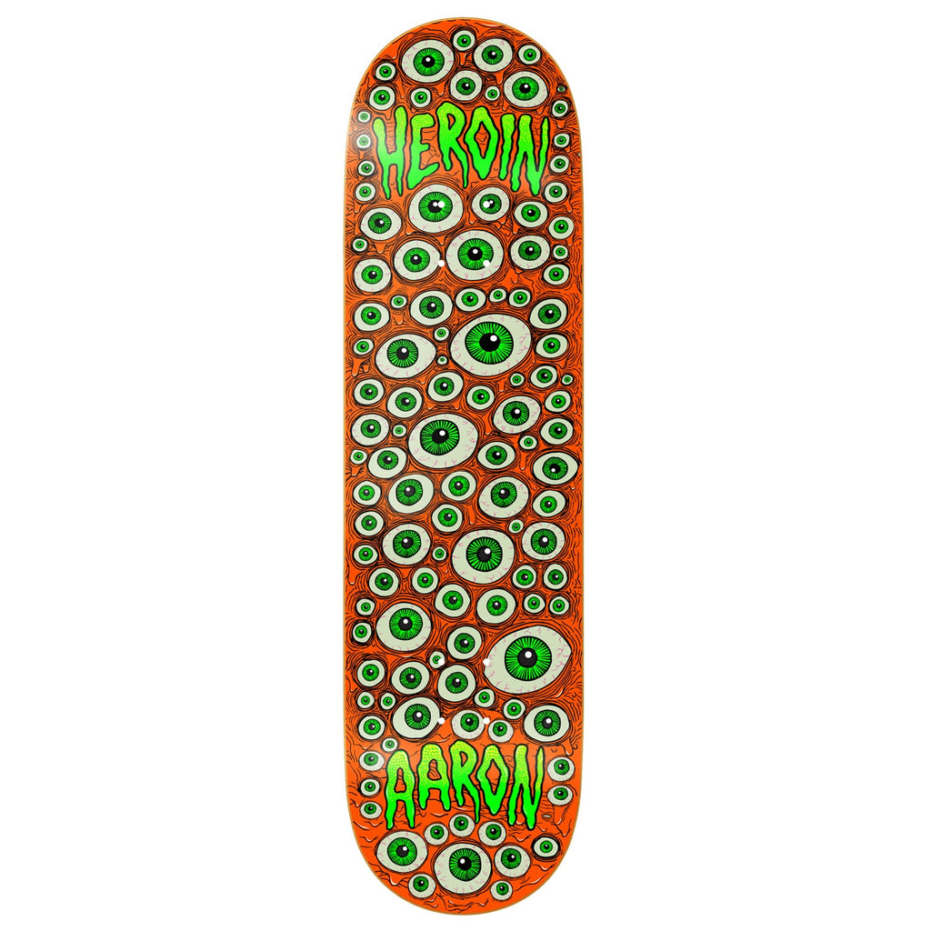 Heroin Skateboard Deck Aaron Wilson Eyes Orange 8.75" x 32.25"