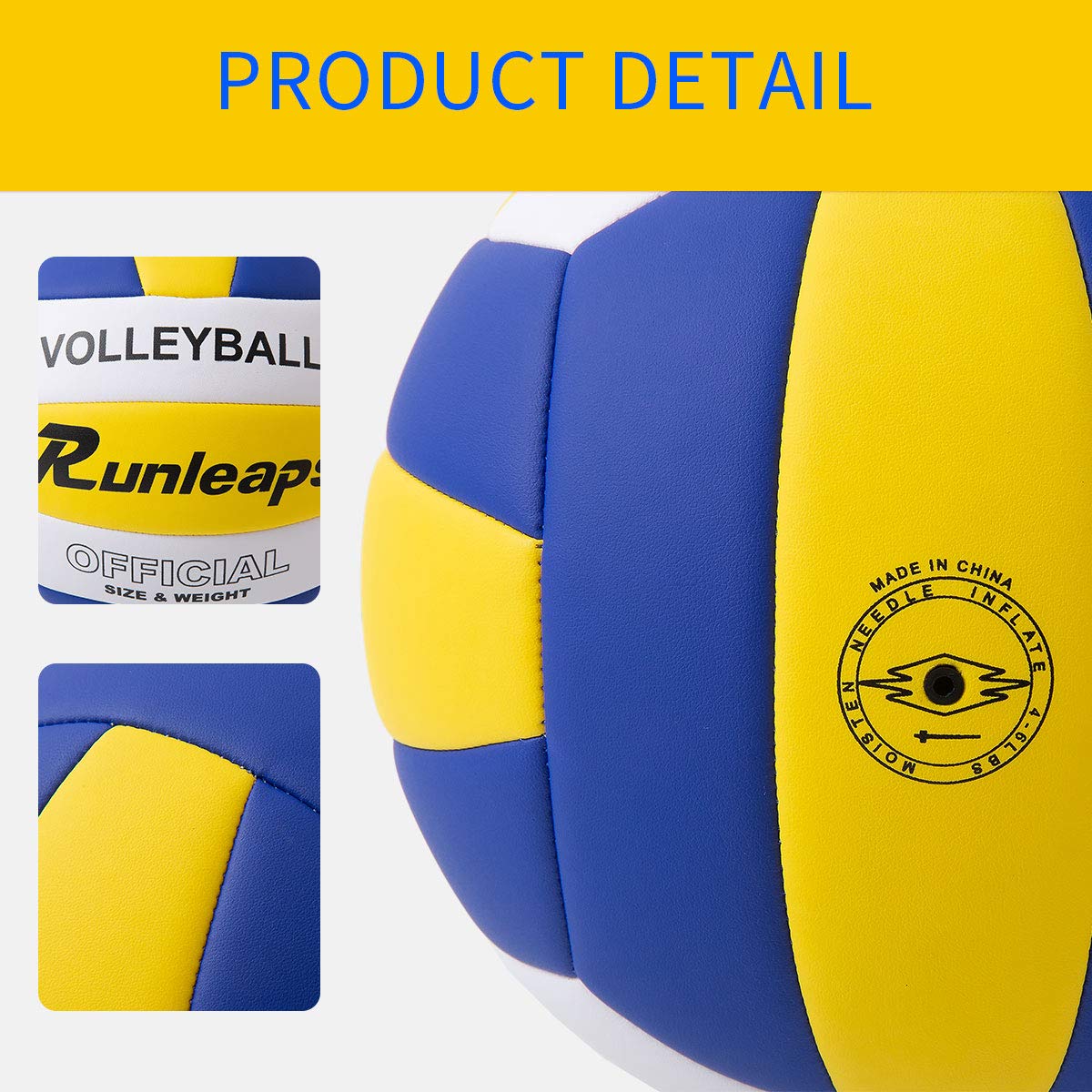 Runleaps Volleyball, WaterproofIndoor Outdoor Volleyball forBeach Game Gym Training(Official Size 5)