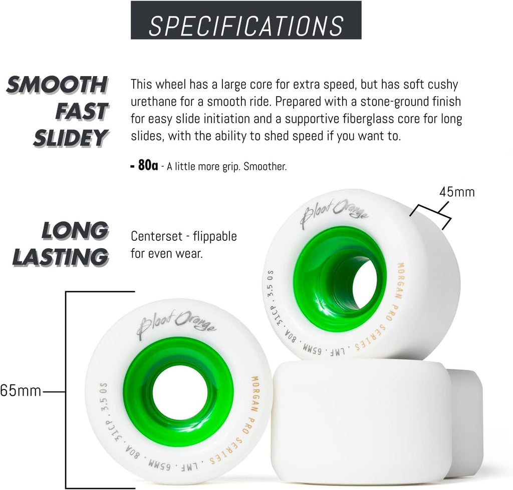 Paris Longboard Trucks Kit (Tropic Green) With Blood Orange 65mm Wheels & Independent Bearings