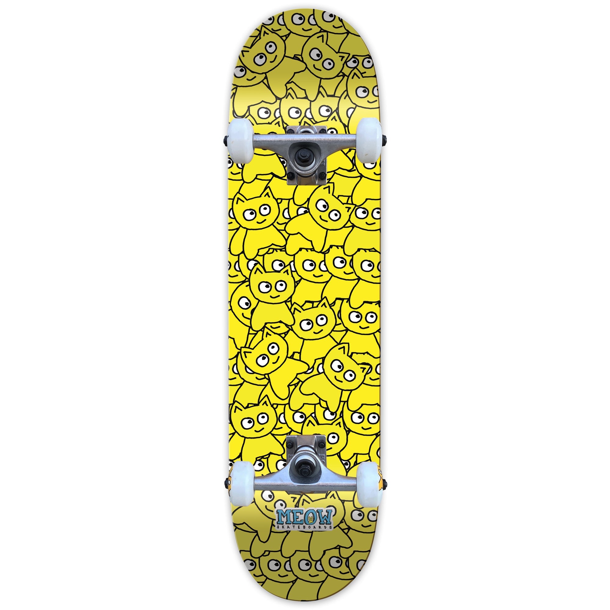 Meow Skateboard Complete Sticker Pile Soft Top Yellow 6.75" x 28.5"